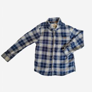 H&M Kids Blue and Gray Plaid Button Down Shirt